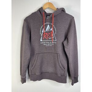 REI Co-Op Mens REI Logo Hoodie Fleece Lined Size S Outdoors Gorpcore Casual